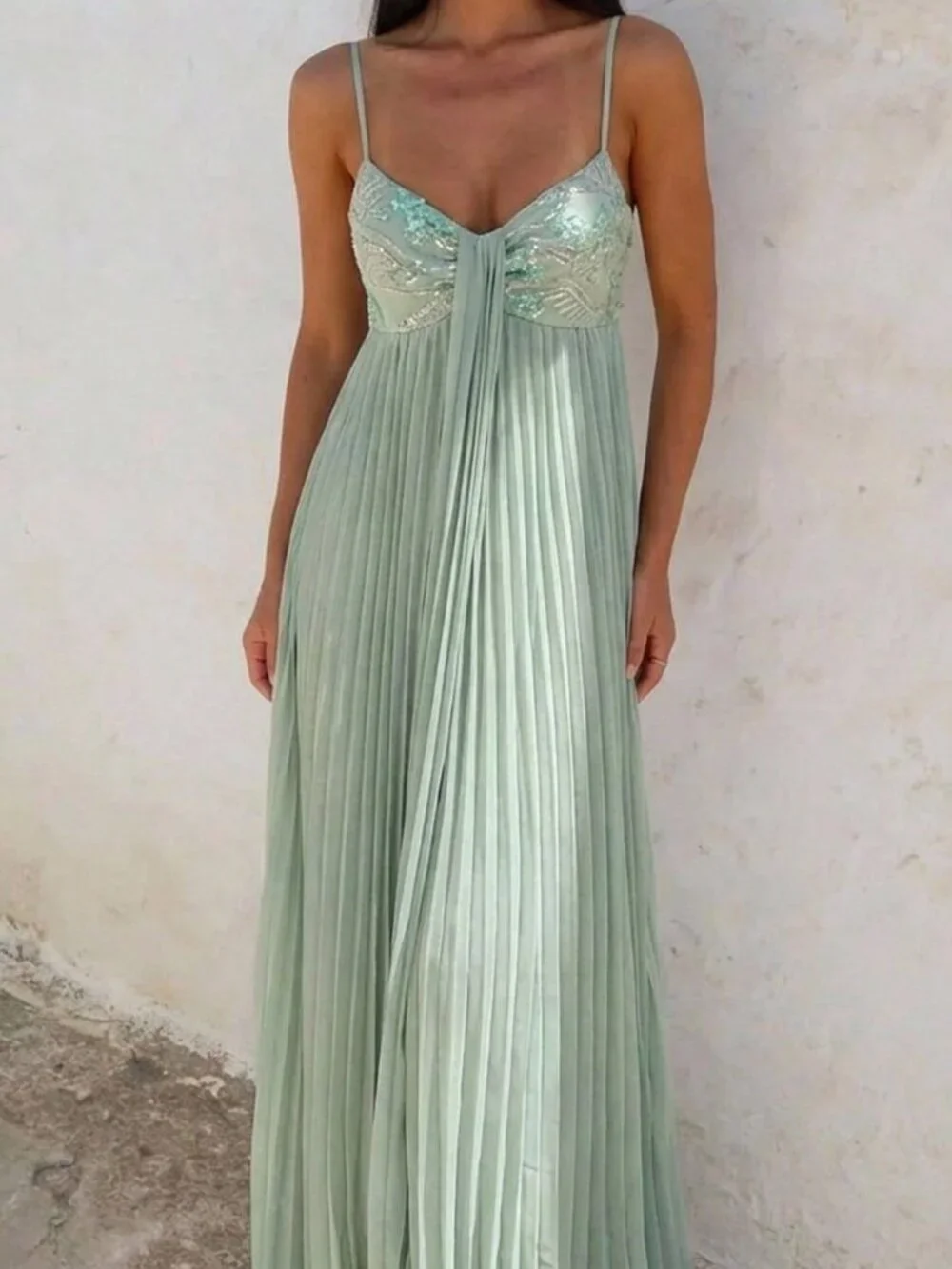Baby Blue Casual Women's A-Line Sleeveless Cocktail Dress with Sequined Trim